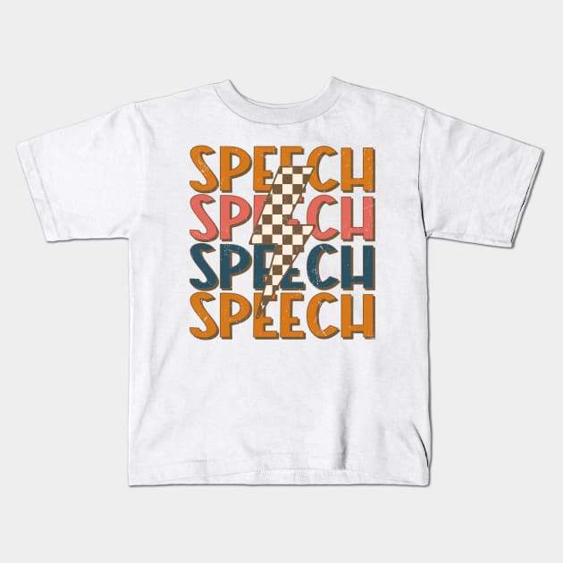 Speech Language Pathologist Vintage Retro SLP Kids T-Shirt by Visual Vibes